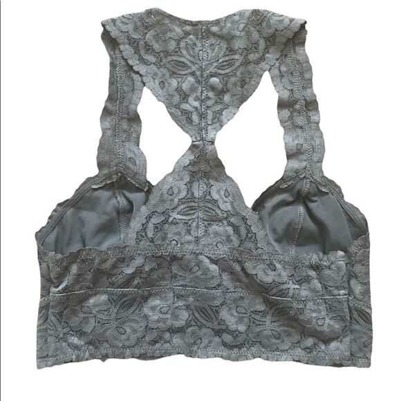 Free People Galloon Lace Racerback In Grey XS - Picture 4 of 6